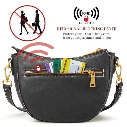 S-ZONE Small Leather Crossbody Bags for Women Cute Purses with RFID Anti-theft Pocket Trendy Shoulder Bag Handbags Satchel view 5