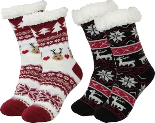 BenSorts Women Winter Thick Slipper Socks with Grippers Non Slip Warm Fuzzy Socks Christmas Gifts — image 1