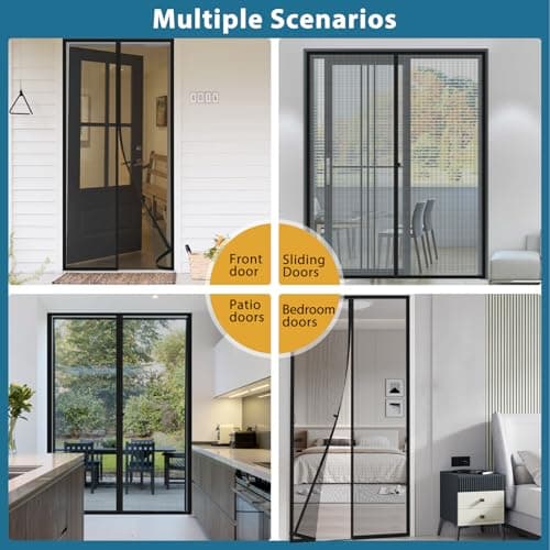 Augblinds Magnetic Screen Door Fits Door Size 36 x 82, Screen mesh Size 38 x 83, Clear Screen Door Mesh with Powerful Magnets & Windproof Hasp for Front Back Patio Doors, Keep Bugs Out view 6