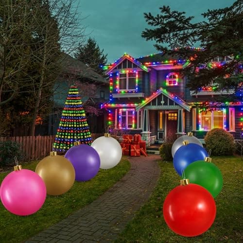 Inflatable Oversized Ornaments for Christmas Decorations 18" 25" Two Size & 8 Colors Option Available Large Christmas Ball Indoor Outdoor Use Festive Yard Decoration view 6