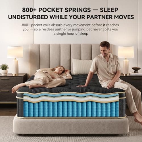 Mattress Queen Size, 12 inch Queen Hybrid Mattress in a Box, Medium Firm | with Gel Memory Foam & Pocket Coils, Motion Isolation, Breathable Cooling Cover, Back Pain Relief & Edge Support, Euro Top view 3