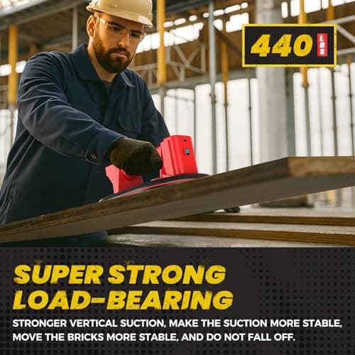 Mtnte Electric Suction Cups for Glass, Tiles, Granite, Windows Lifting and Moving 440 lbs. Load Capacity 16V MAX Cordless Heavy Duty Vacuum Suction Cup Lifter view 2