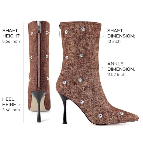 KaroNairy 3.5 in Slouchy Stiletto High Heel Booties for Women Pointed Toe Fold over Ankle Boots Sexy Shark Booties for Party view 6