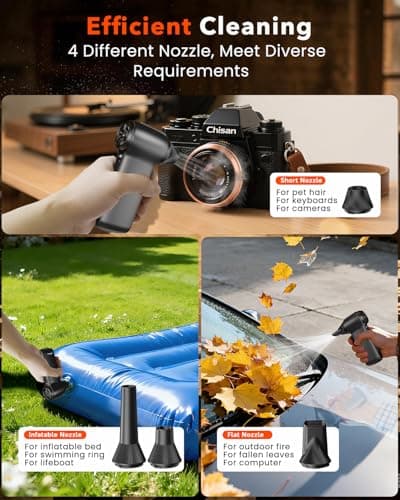 Compressed Air Duster 180000RPM – Super Power Cordless Electric Air Duster with 3-Speed Turbo Fan, Rechargeable Air Blower for Computer, Keyboard, Car, Camera & Home Cleaning view 5