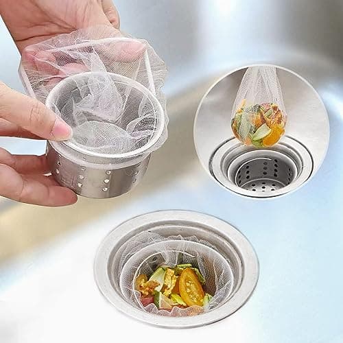 300 PCS Kitchen Disposable Mesh Sink Strainer Bag and PP Extraction Box Fits Sink Strainer Elastic Anti-Clogging Eco-Friendly Sink Drain Strainer Collecting Kitchen Food Waste Garbage view 2