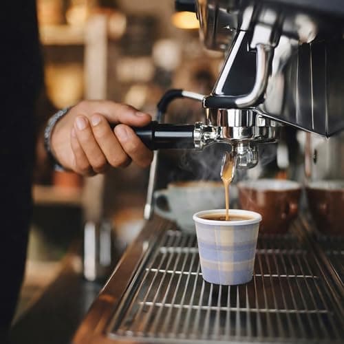 ECODESIGN-US 100 Pack Disposable Coffee Cups - 4 Oz Espresso - Plaid Lavender Paper Cups for Home Office or Party view 4