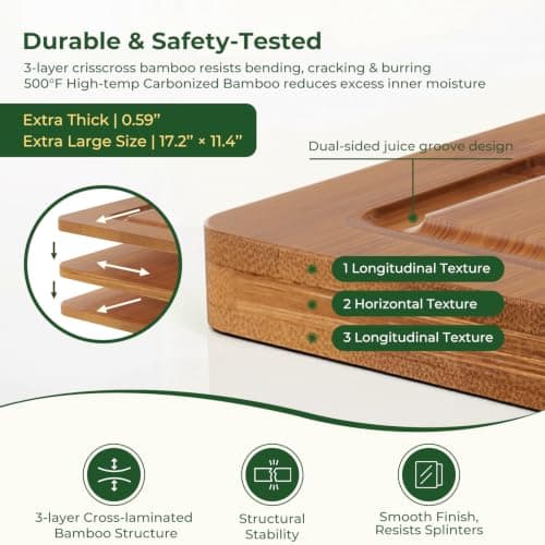 Titanium Cutting Board,Carbonized Bamboo Cutting Boards Set for Kitchen view 6