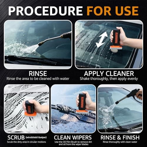 Glass Emulsion Cleaner, Handheld Windshield Brush with 100 mL Windshield Oil Film Remover, Cleans Oil, Grime & Fog, Glass Emulsion & Glass Oil Film Remover (1 pack) view 2