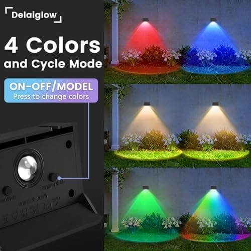 Fence Lights Solar Powered, Multicolor Solar Wall Lights Outdoor Waterproof IP67, Up and Down Solar Fence Lights Outdoor Dusk to Dawn for Patio, Garden, Backyard, Porch, Pathway, Festival (8 Pack) view 3