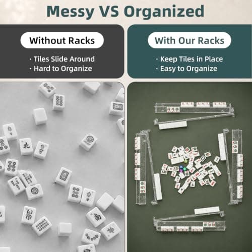 Mahjong Racks with Pushers Set of 4, Non-Slip 17.5" Mahjong Pushers, Glitter view 4