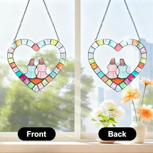 Sister Figurines Sun Catchers - Stained Glass Window Hanging for Women, Bestie Friendship Christmas & Birthday Gift, Stained Glass Window Hanging for Friends view 4