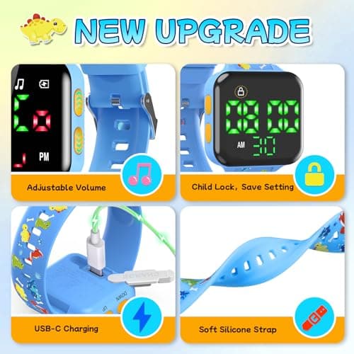 Etuwoe Potty Training Watch & Chart & Book for Toddler Boys: Water Resistant Potty Watches Dinosaur Potty Training Sticker Reward Chart for Kids 3 in 1 Toddler Toilet Training Tools Set (Blue) view 5