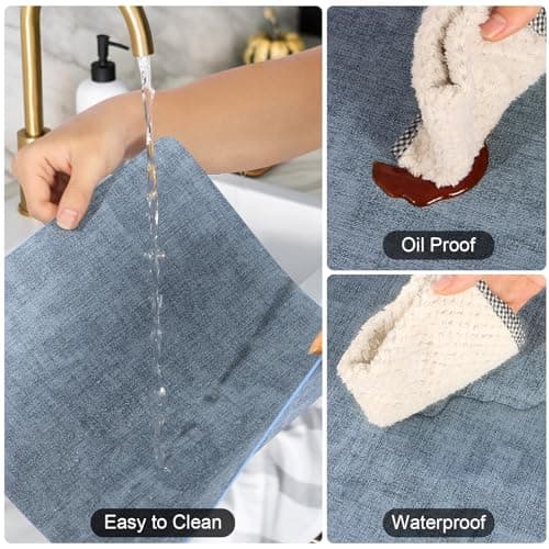 Boobezeen Faux Leather Placemats Set of 6, Heat Resistant Wipeable Washable Vinyl Place Mats, Waterproof Anti-Slip Dining Table Mats, Suitable for Indoor & Outdoor Use (Blue) view 5