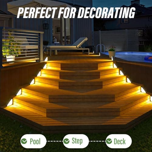 JSOT Solar Step Stair Lights Outdoor Waterproof for Yard Lighting Decor, 16 Pack Solar Powered Deck Fence Lights Outside, Solar Garden Light for Backyard, Front Porch Step, Balcony, Wall, Patio view 3
