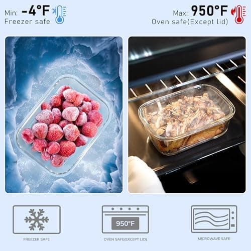 BOROHOUSE 5-Pack Borosilicate Glass Containers with Tempered Glass Lids, 35.2oz/4.4 Cup Airtight Meal Prep Set, Microwave/Freezer Safe (Gray) view 6