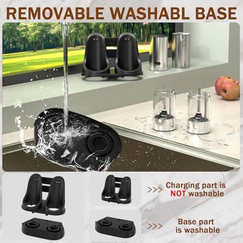 CAISIMIKI Electric Salt and Pepper Grinder Set Upgraded Stainless Steel Spice Grinder USB Rechargeable Automatic Pepper Mill Dual Charging Station Grinder Shakers, Silver view 6