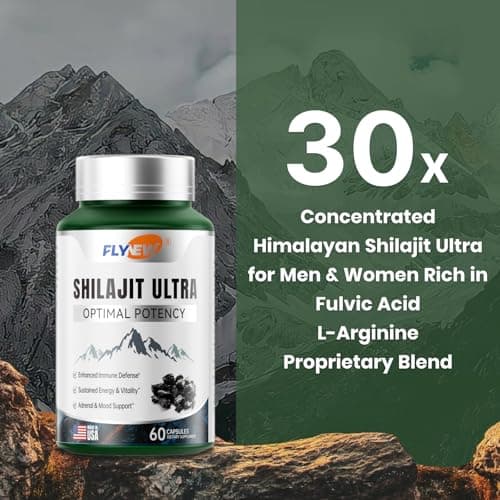 Flynew Shilajit for Men Women, Shilajit with Naturally Fulvic Acid & L-Arginine, Himalayan Shilajits for Extra Power, Stamina & Immune Support, Non-GMO, Made in USA, 60 Capsules, 1,300mg Per Serving view 2