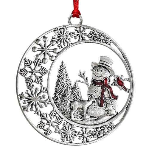 Christmas Ornaments 2025, Snowman Ornaments for Christmas Tree, Metal Snowflake Xmas Ornament, Pretty Cute Holiday Ornament, Vintage Snowman Gift — image 1