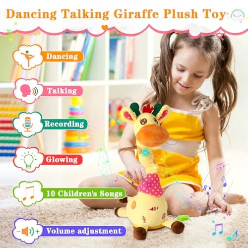 LLUKEME Dancing Giraffe Toy Stuffed Animal Toddlers Gifts for Baby Toys Singing Song Toddlers Toy Repeats What You Say Glowing Musical Toy for Baby Birthday Gift Groovy Giraffe Toy view 6