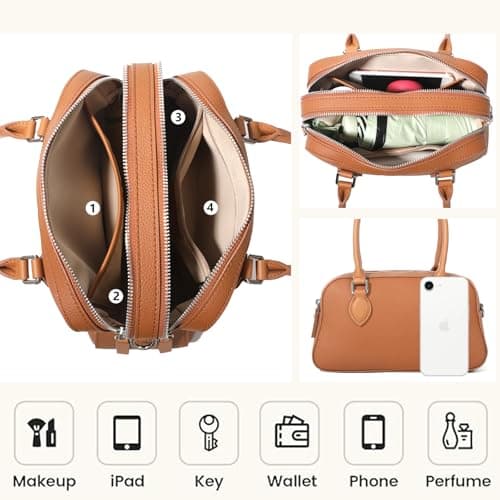 Genuine Leather Handbag for Women, Small Top Handle Satchel Crossbody Purse with Adjustable Strap, for Travel Daily Fashion view 4