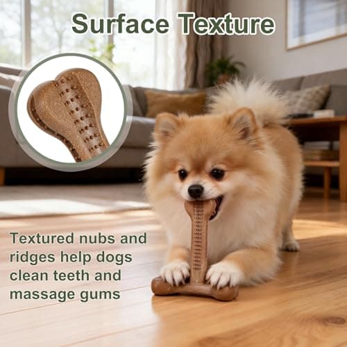 JoviQ Dog Chew Toy for Aggressive Chewers T-Shaped Tough Dog Bone Toys for Small Medium Large Breed to Keep Them Busy (Small-Under 20LBS, Bacon Flavored) view 5