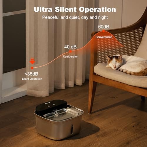 HOLAPAW Wireless Cat Water Fountain Stainless Steel, 128oz/3.78L Cordless Automatic Water Dispenser for Cats and Dogs, Battery Operated Drinking Fountain for Pets with Motion Sensor, Ultra Quiet Pump view 5