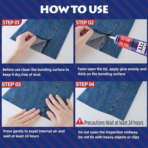 YAFLC Fabric Glue Permanent, Fabric Glue for Patch, Clear Fabrics Adhesive for Clothing Permanent Washable for All Cotton, Denim, Flannel, Polyester 2 x 75 ml view 4