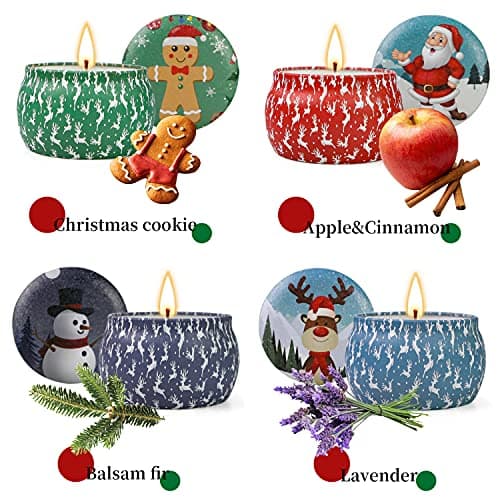 Christmas Candles, 4 Pack Scented Candles, Christmas Gifts for Women, Soy Candles Set, 120H Burning Time, Aromatherapy Candle for Meditation, Yoga, Relaxation, Bath, SPA, Ideal Gifts for Women view 2