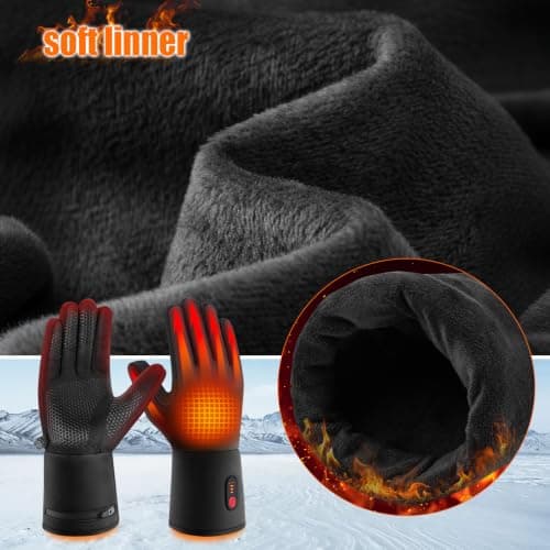 Thin Heated Gloves for Men Women Rechargeable,Electric Winter Work Gloves | Touchscreen Gloves for Cold Weather,Winter Gloves for Motorcycle Skiing Hunting Cycling Camping, waterproof and warm view 6