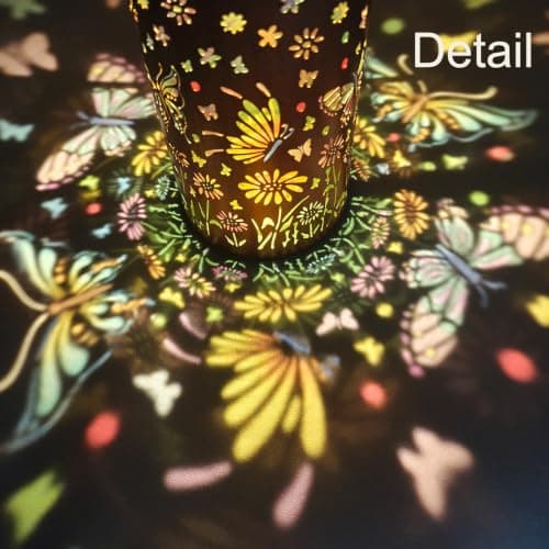 Ziraisys Butterfly Colorful Solar Lantern Outdoor Waterproof, Garden Gift | Metal Decor for Yard,Patio,Backyard,Porch, Hang/Stand Use, Garden Gift for Women Mom Grandma, Auto Dusk/Dawn,6-10h Lighting view 6