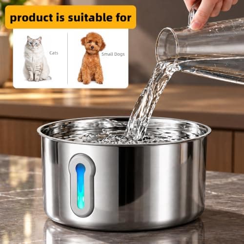 Stainless Steel Cat Water Fountain, 136 oz/4 L Large-Capacity Pet Water Fountain for Cats & Small Dogs, 304 Stainless Steel Cat Fountain with Water Level Window, Quiet Pump, and Multi-Stage Filter view 5