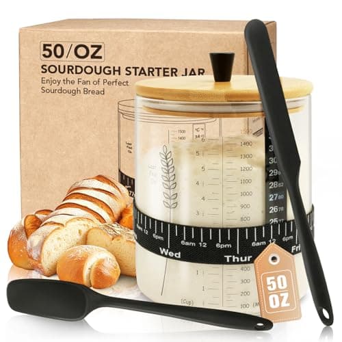 Rakovar 50oz Sourdough Starter Jar Kit, Wide Mouth Sourdough Container, Extra-Large Capacity Sourdough Jar for Sour Dough Bread, Sourdough Starter Kit(1Pack) — image 1