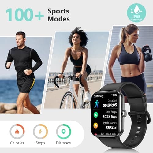 Blackview 2026 Smart Watch (Answer/Make Calls), Fitness Watch for Men and Women with Heart Rate/SpO2/Sleep Monitor/2 Straps, 100+ Sports Modes, IP68 Waterproof Activity Tracker for Android/iPhone view 2