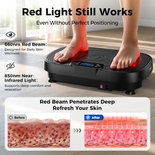 Vibration Plate Exercise Machine with Red Light, 120 Adjustable Speeds, Supports Up to 350 LBS, Comes with Resistance Bands for Home Full-Body Fitness view 4