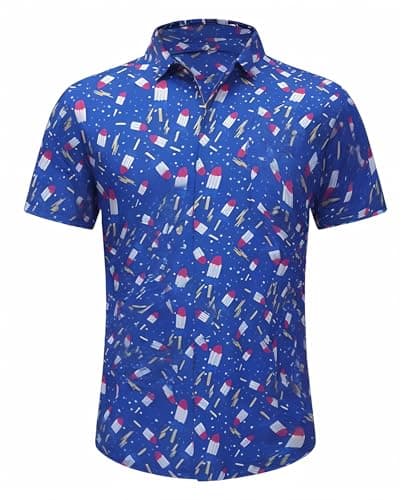 Men's Hawaiian Shirt Funky Blue Beach Printed Tropical Beach Shirt Casual Button Down Short Sleeve Floral Shirts Tops — image 1