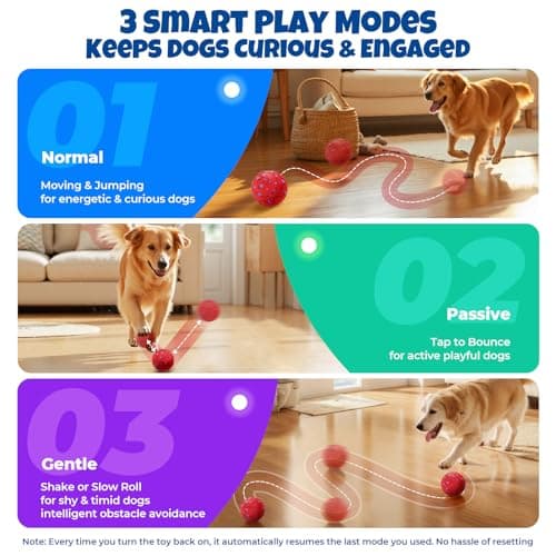 Fsitego Dog Balls: Interactive Dog Ball Auto Rolling - Interactive Dog Toys for Aggressive Chewers - Bouncy & Throwable, Type-C Rechargeable, Washable, for Small & Medium & Large Dogs – Red view 6