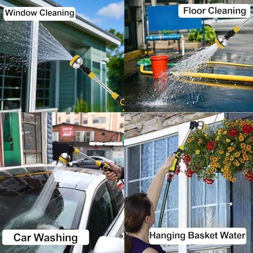 17.5" Multi-Pattern Watering Wand with Thumb Control & 180° Water Nozzle | 8 Spray Modes for High-Pressure Cleaning, Pet Bathing, Gardens, Hanging Baskets | Fits Standard Garden Hoses view 7