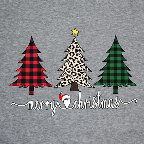 Christmas Shirts for Women:Tree Color Block Long Sleeve Xmas Tops view 5