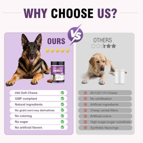 Hip and Joint Supplement for Dogs 200ct, Glucosamine Chondroitin for Dogs | Hip & Joint Care, Soft Chews, Dog Arthritis Pain Supplement, Mobility Treats for Small/Medium/Large Dog MSM for Dogs, Chicken view 4