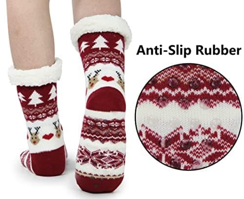 BenSorts Women Winter Thick Slipper Socks with Grippers Non Slip Warm Fuzzy Socks Christmas Gifts view 2