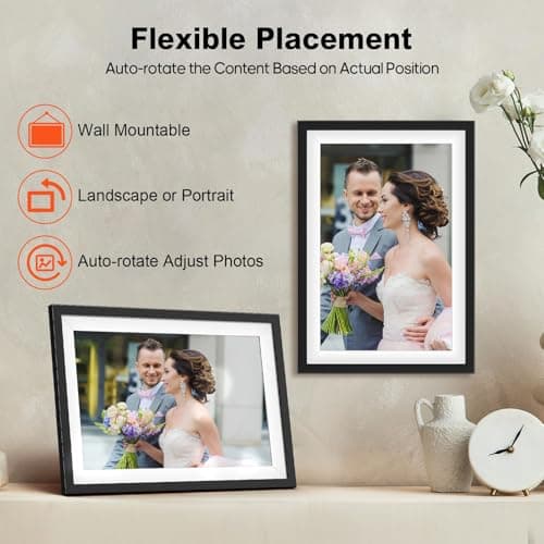 10.1 Inch Digital Picture Frame WiFi, Frameo Digital Picture Frame, Smart Cloud Electronic Picture Frame with 32GB Storage, Easy Setup to Share Photos/Videos via Frameo App view 6
