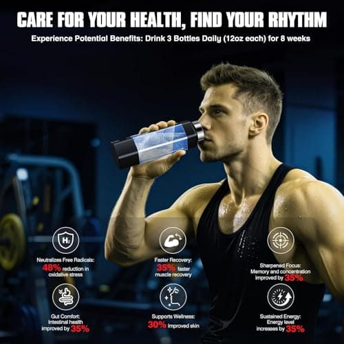 Hydrogen Water Bottle Generator, Up to 10000+ PPB, SPE/PEM Water Ionizer, Leak-Proof, 12 oz Portable Hydrogen Machine with Easy-Carry Handle, Perfect for Gym/Travel/Office, Gifts for Friends/Family view 3