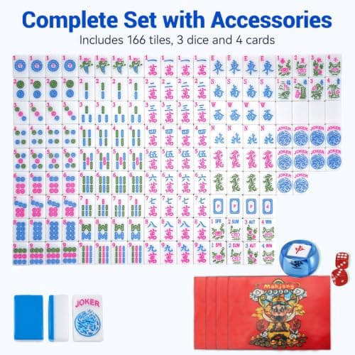 American Mahjong Tile Set,166 Pink 1.2 in Premium Complete Mahjong Set view 4