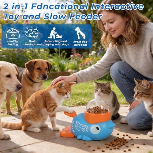 ANXUYIXIN 2-in-1 Duck Shaped Interactive Dog Toy Food Puzzle Slow Feeder (White/Blue Duck Shaped with Button), cat Snack Dispenser, Reduces Bloating in Small Animals, Dog Puzzle Feeder view 7