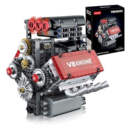 OCES V8 Engine Building Set — Mini V8 Engine Kits That Runs 478 PCS Working V8 Model Kit with Motor & Battery Box, Visible Pistons & Moving Crankshaft, STEM Engineering Project for Kids Teens Adults — image 1
