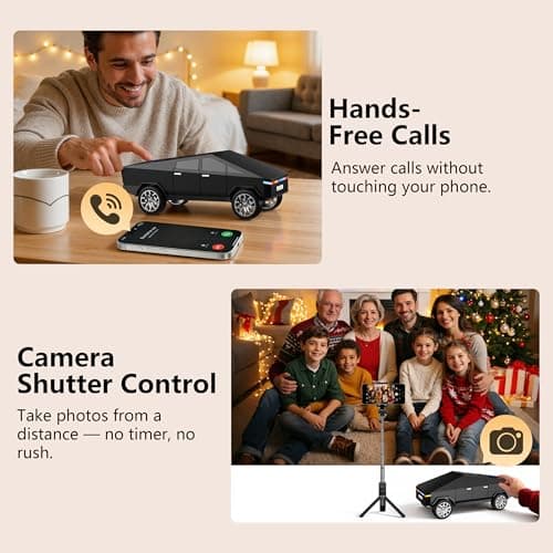 AONOX Cybertruck Bluetooth Speaker for Car, Mini Wireless Speaker with LED Lights, FM Radio, USB/TF Card, TWS Stereo, Desk Gaming Outdoor Use, Gift for Car Lovers view 5