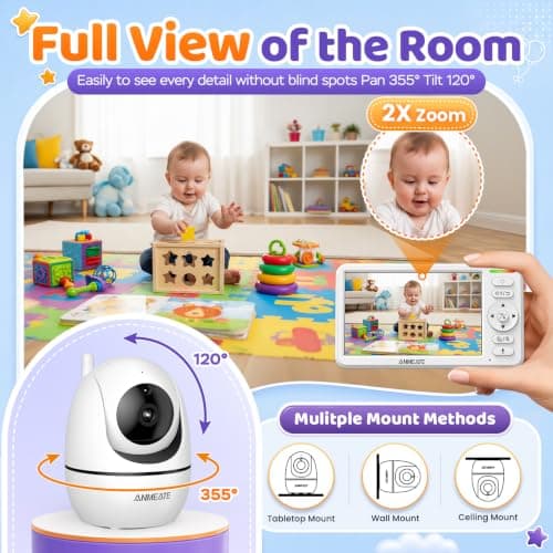 ANMEATE 6" Video Baby Monitor with Camera and Audio No WiFi view 3
