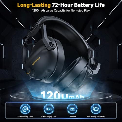 SG600 Wireless Gaming Headset for PC, PS5, PS4, Laptop, Mac, Nintendo Switch, 2.4GHz & Bluetooth 5.3 Gaming Headphones with Noise Canceling Mic, Stereo Sound, 70+Hr Battery, 15ms Latency view 4
