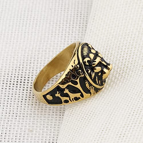 YLWJSP Lion Head Rings Lion Totem Rings Rock Punk Style Gothic Biker Ring Viking Animal Jewelry Gift for Men Boys Hip Hop Rings view 4