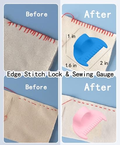 48Pcs Sewing Tool Set with 2 Edge Stitch Lock & Sewing Gauge, Big Eye Steel Sewing Needle Kit with Portable Zipper Case, Threader and Needle Repair Kit Stainless Steel Needles for Hand Sewing view 6